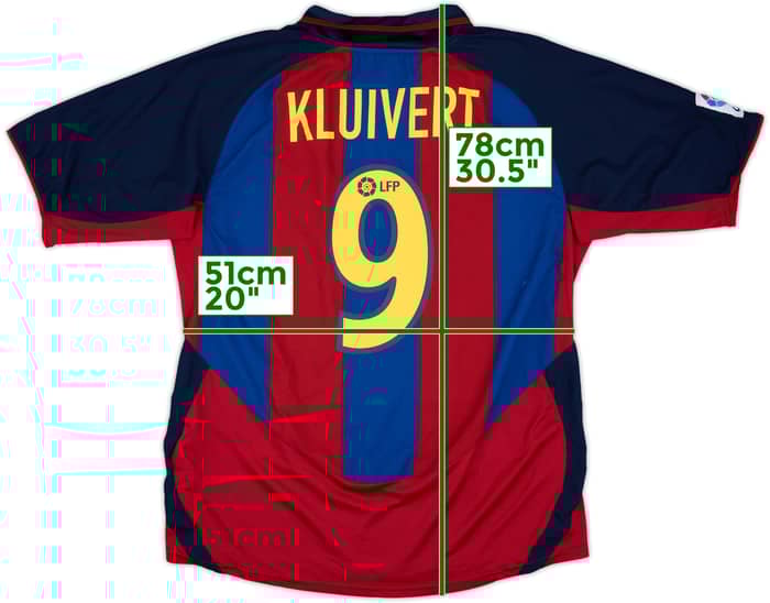 2003-04 Barcelona Home Shirt Kluivert #9 - 9/10 - (L)