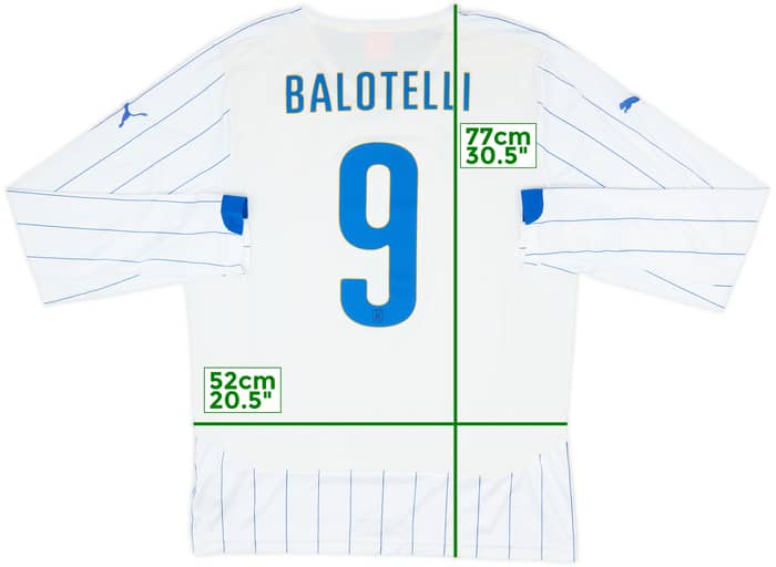 2014-15 Italy Away L/S Shirt Balotelli #9 - 9/10 - (XL)
