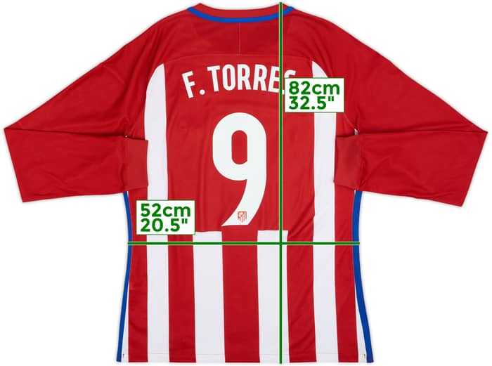 2016-17 Atletico Madrid Player Issue Home L/S Shirt F.Torres #9 - 8/10 - (XL)
