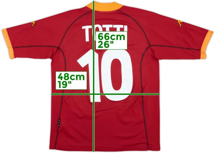2001-02 Roma Home Shirt Totti #10 - 6/10 - (L)