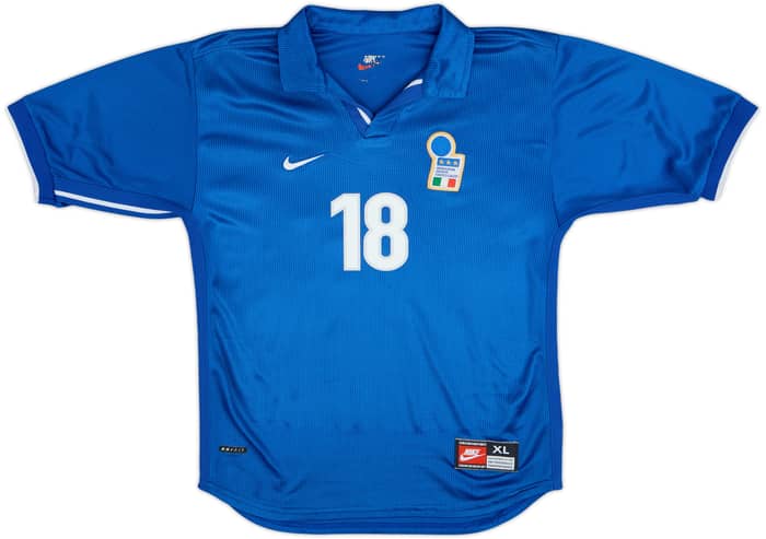 1997-98 Italy Home Shirt Baggio R. #18 - 9/10 - (XL.Boys)