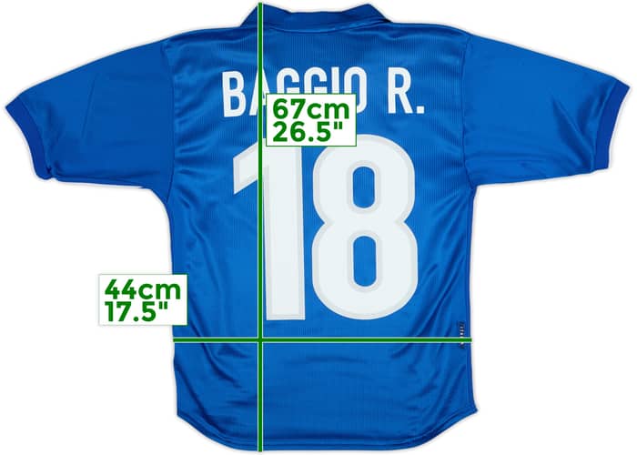 1997-98 Italy Home Shirt Baggio R. #18 - 9/10 - (XL.Boys)