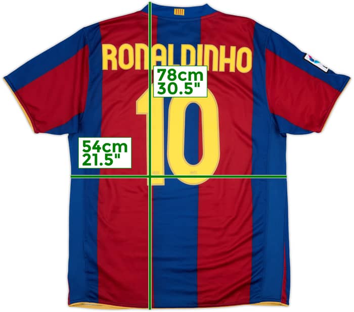 2007-08 Barcelona Home Shirt Ronaldinho #10 - 9/10 - (L)