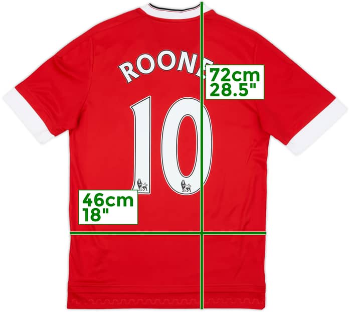 2015-16 Manchester United Home Shirt Rooney #10 - 10/10 - (XL.Boys)
