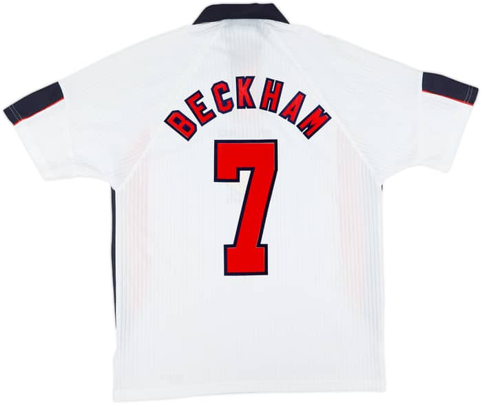 1997-99 England Home Shirt Beckham #7 - 6/10 - (L)