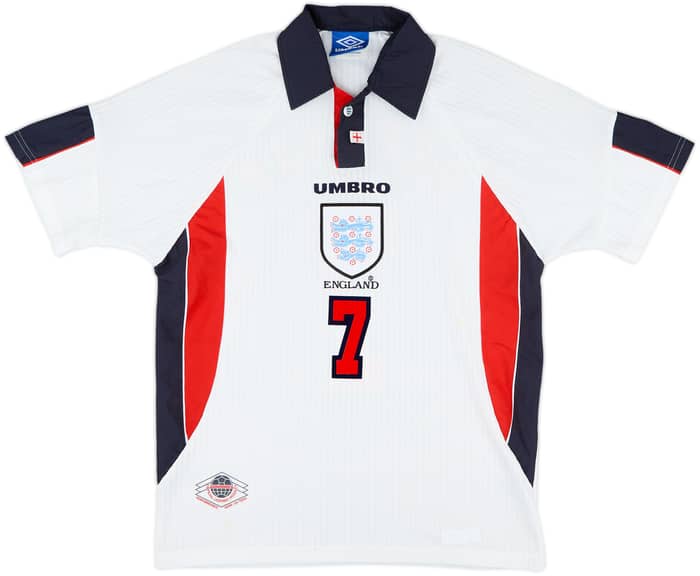 1997-99 England Home Shirt Beckham #7 - 6/10 - (L)