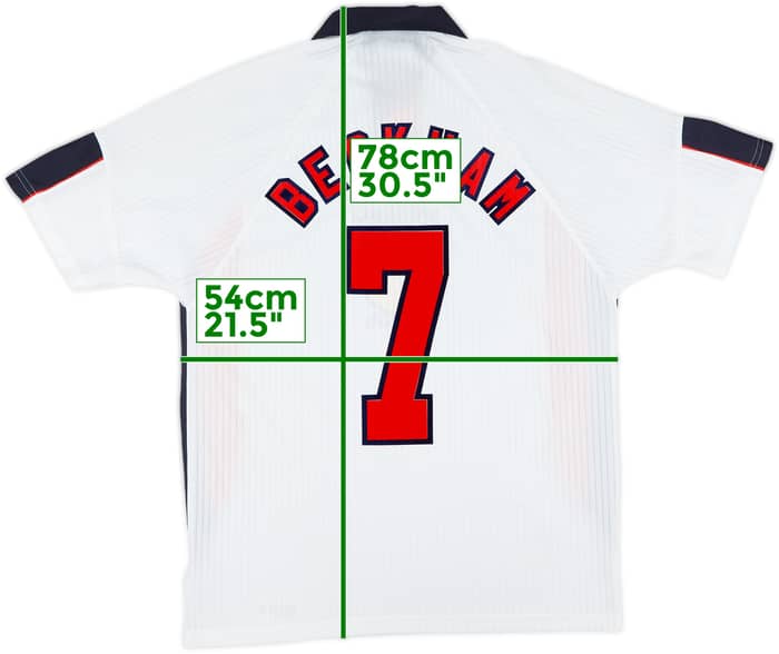 1997-99 England Home Shirt Beckham #7 - 6/10 - (L)