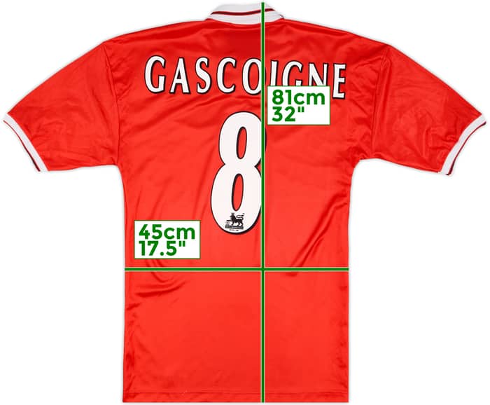 1998-99 Middlesbrough Home Shirt Gascoigne #8 - 9/10 - (S)