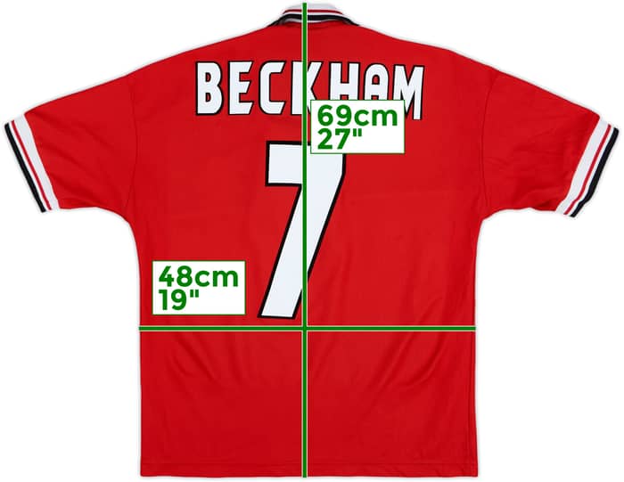 1998-00 Manchester United Home Shirt Beckham #7 - 8/10 - (Y)