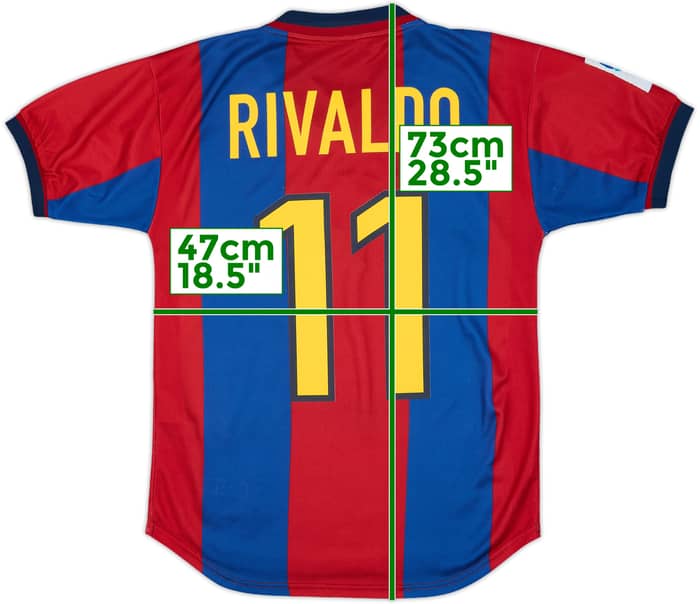 1998-00 Barcelona Home Shirt Rivaldo #11 - 8/10 - (S)