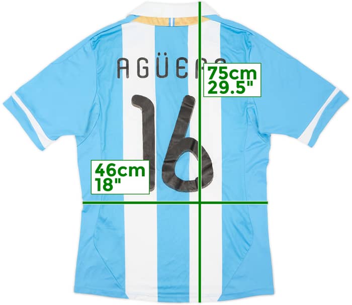 2011-13 Argentina Home Shirt Aguero #16 - 6/10 - (M)
