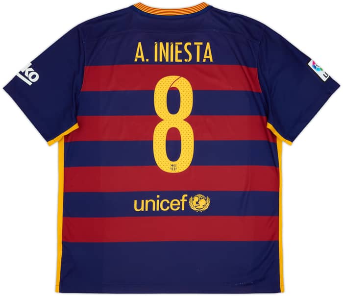2015-16 Barcelona Home Shirt A.Iniesta #8 - 8/10 - (XL)