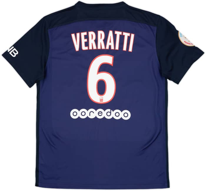 2015-16 Paris Saint-Germain Home Shirt Verratti #6 - 6/10 - (M)