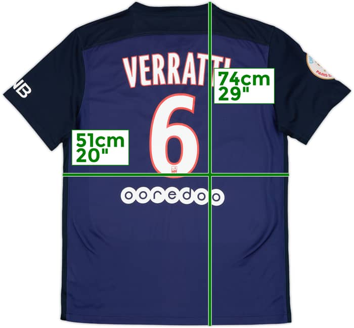 2015-16 Paris Saint-Germain Home Shirt Verratti #6 - 6/10 - (M)