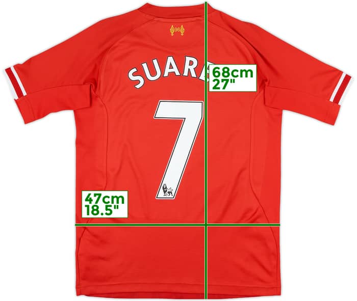 2013-14 Liverpool Home Shirt Suarez #7 - 8/10 - (XL.Boys)