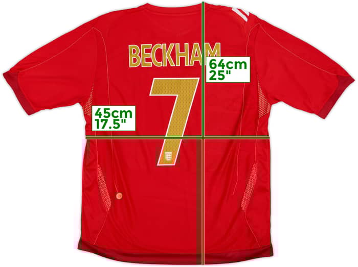 2006-08 England Away Shirt Beckham #7 - 7/10 - (XL)