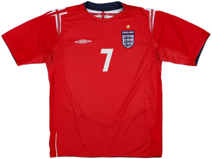 2004-06 England Away Shirt Beckham #7 - 7/10 - (L)