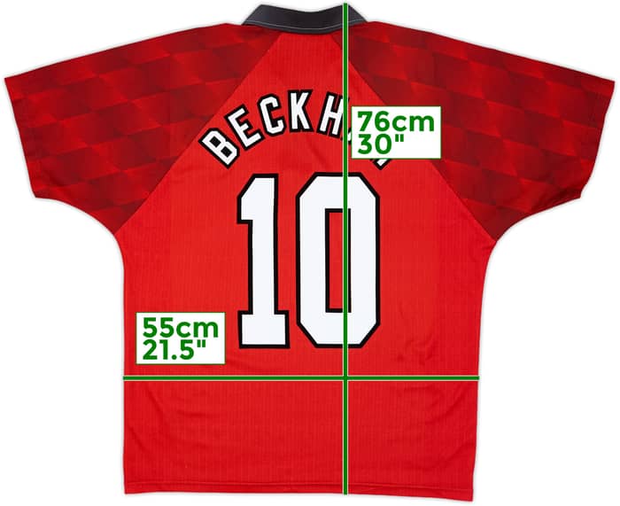 1996-98 Manchester United Home Shirt Beckham #10 - 8/10 - (M)