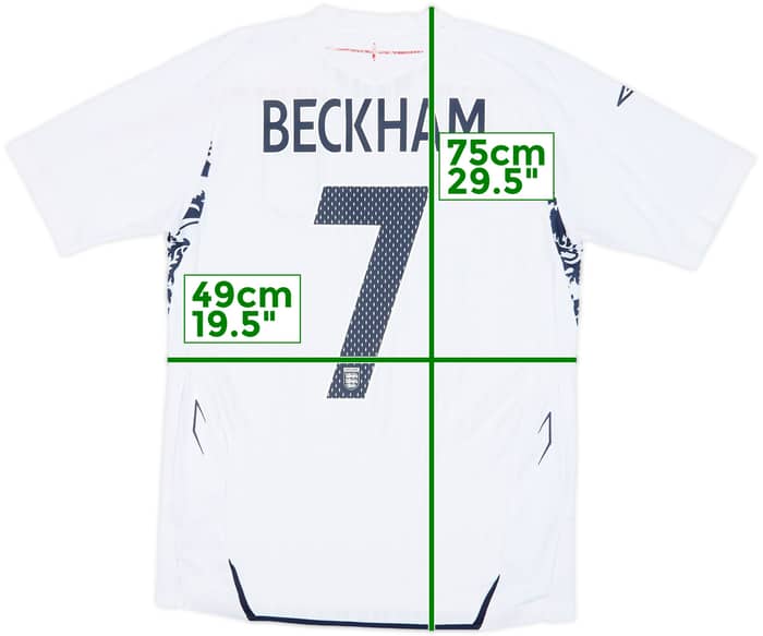 2007-09 England Home Shirt Beckham #7 - 6/10 - (S)