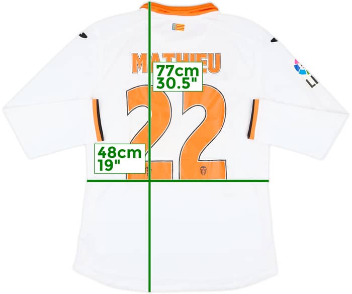 2013-14 Valencia Home L/S Shirt Mathieu #22 - 7/10 - (M)