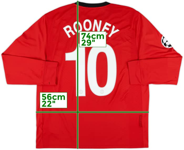 2009-10 Manchester United Home L/S Shirt Rooney #10 - 7/10 - (L)