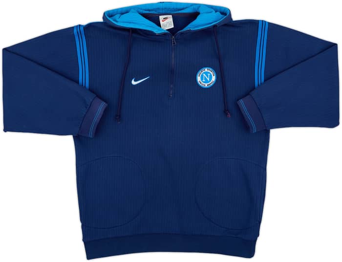 1997-98 Napoli Nike 1/4 Zip Hooded Sweat Top - 8/10 - (L)