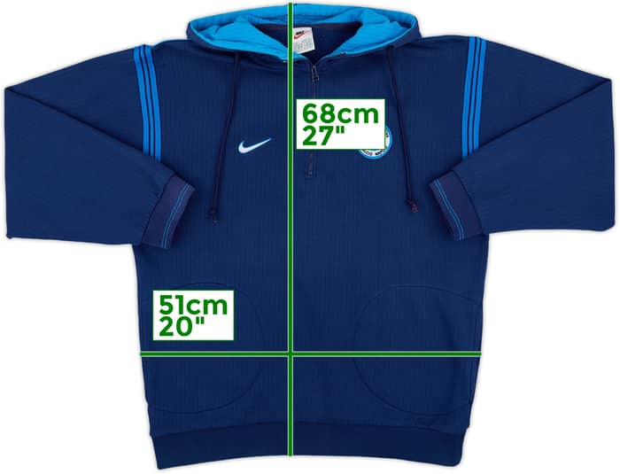 1997-98 Napoli Nike 1/4 Zip Hooded Sweat Top - 8/10 - (L)