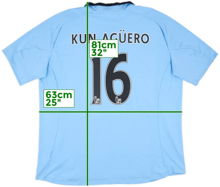 2012-13 Manchester City Home Shirt Kun Aguero #16 - 8/10 - (XXL)