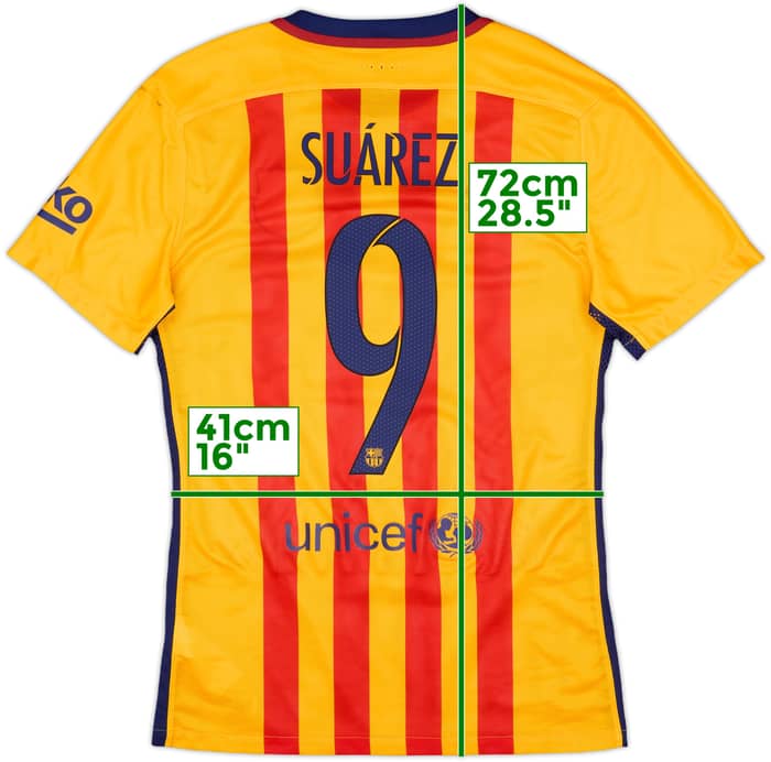 2015-16 Barcelona Away Shirt Suarez #9 - 6/10 - (S)