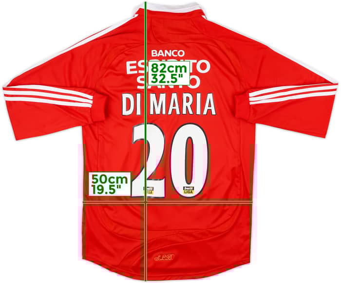 2007-08 Benfica Home L/S Shirt Di Maria #20 - 7/10 - (S)