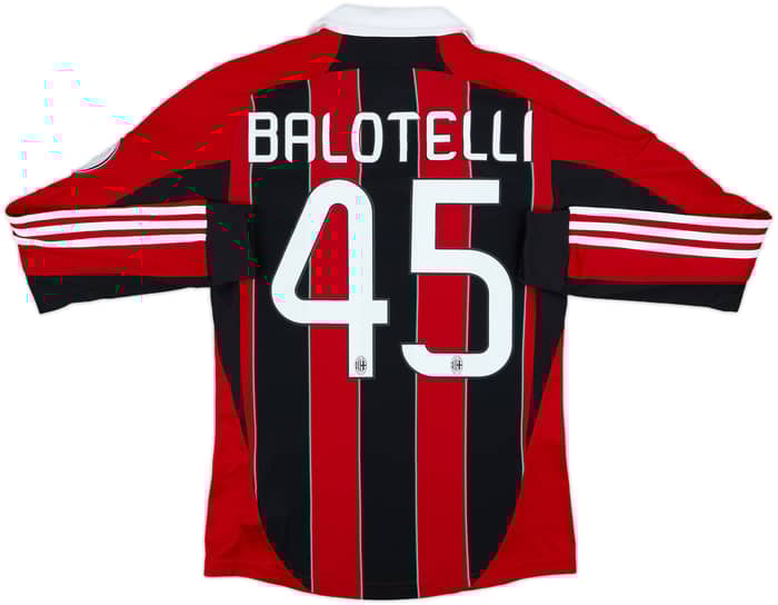 2012-13 AC Milan Home L/S Shirt Balotelli #45 - 7/10 - (S)