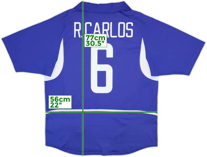 2002-04 Brazil Away Shirt R.Carlos #6 - 9/10 - (L)