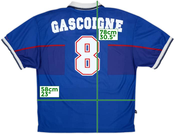 1997-99 Rangers Home Shirt Gascoigne #8 - 8/10 - (XXL)