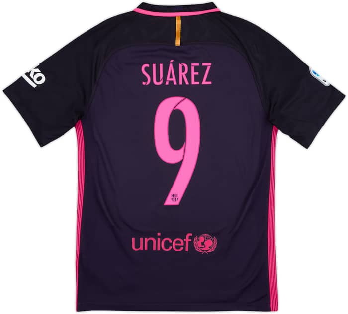 2016-17 Barcelona Away Shirt Suarez #9 - 10/10 - (S)