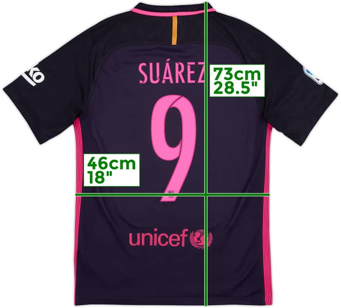 2016-17 Barcelona Away Shirt Suarez #9 - 10/10 - (S)