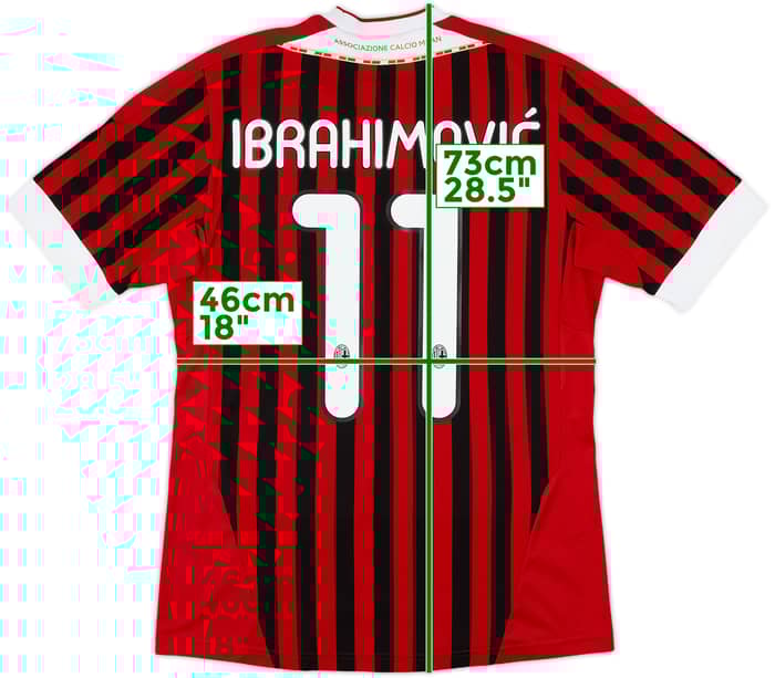 2011-12 AC Milan Home Shirt Ibrahimovic #11 - 9/10 - (S)