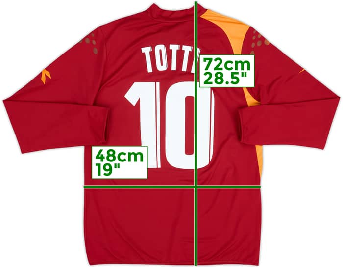2005-06 Roma Home L/S Shirt Totti #10 - 6/10 - (L)