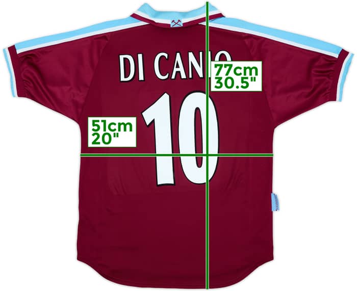 1999-01 West Ham Home Shirt Di Canio #10 - 8/10 - (M)