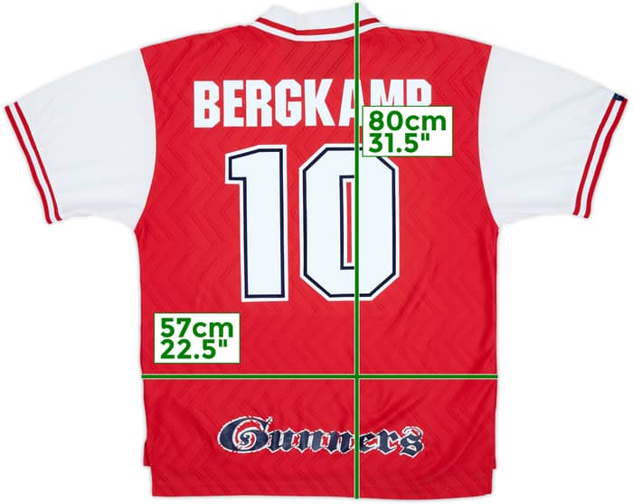 1996-98 Arsenal Home Shirt Bergkamp #10 - 8/10 - (XL)