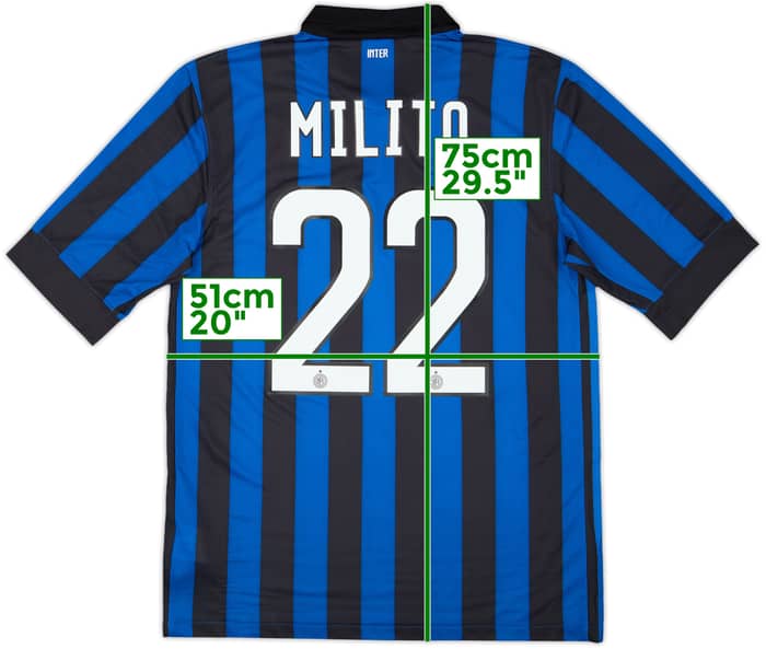 2011-12 Inter Milan Home Shirt Milito #22 - 10/10 - (M)
