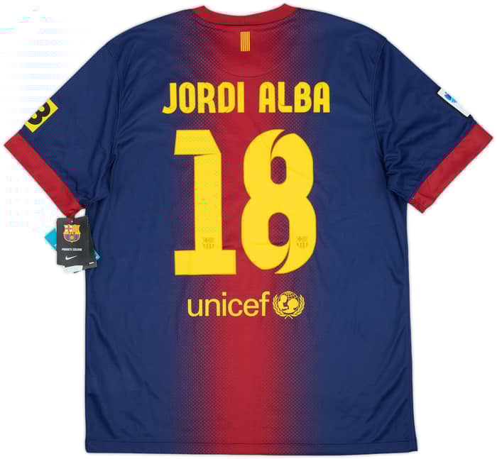 2012-13 Barcelona Home Shirt Jordi Alba #18 (L)