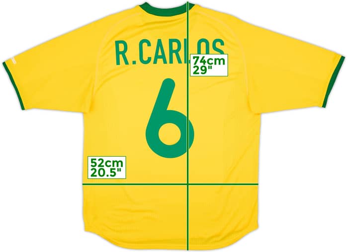 2000-02 Brazil Home Shirt R.Carlos #6 - 9/10 - (M)