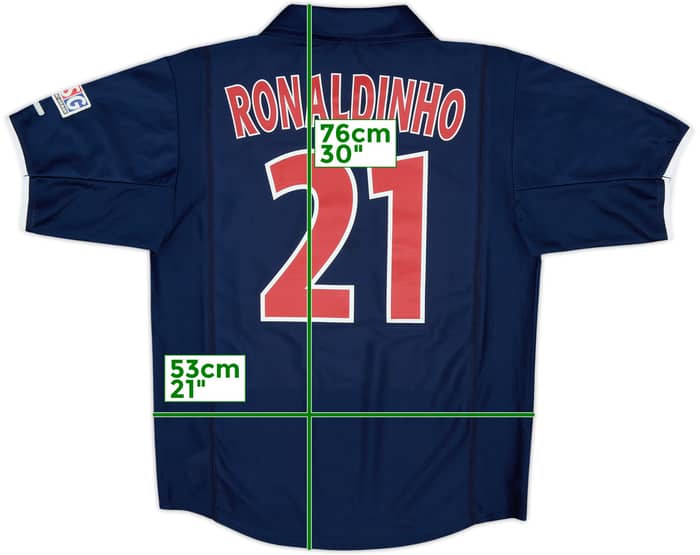 2001-02 Paris Saint-Germain Home Shirt Ronaldinho #21 - 9/10 - (M)