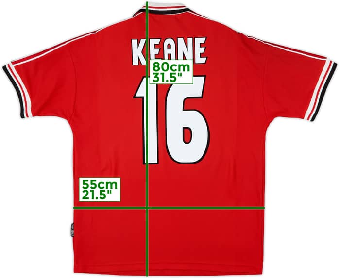 1998-00 Manchester United Home Shirt Keane #16 - 8/10 - (L)