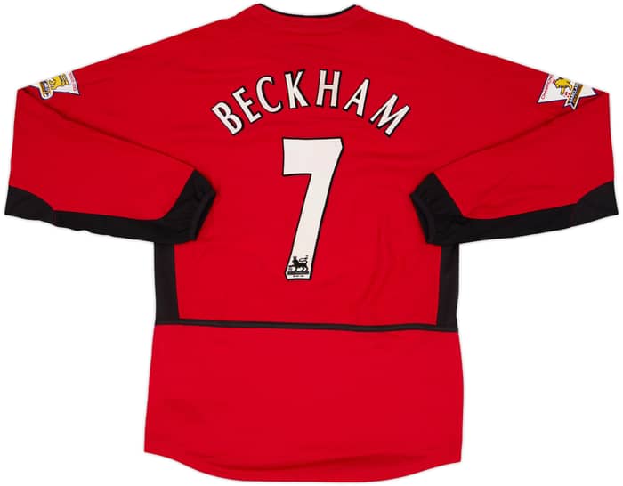 2002-04 Manchester United Home L/S Shirt Beckham #7 - 8/10 - (S)