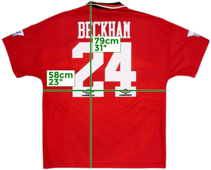 1994-96 Manchester United Home Shirt Beckham #24 - 8/10 - (L)