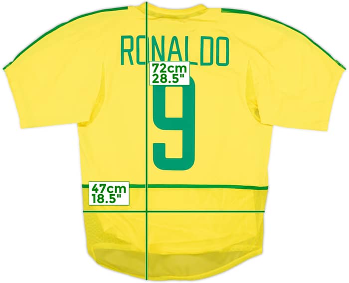 2002-04 Brazil Authentic Home Shirt Ronaldo #9 - 7/10 - (M)