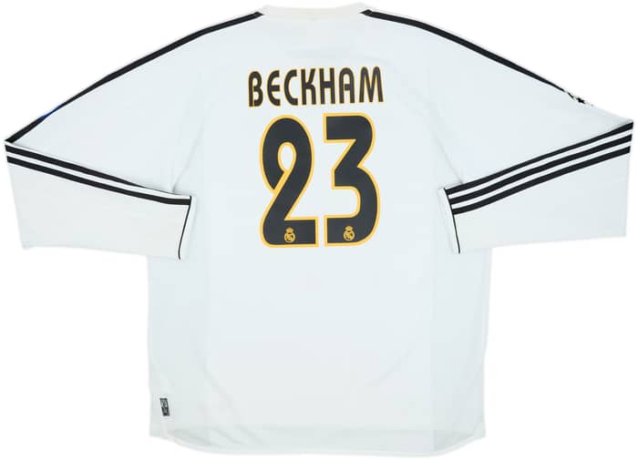 2003-04 Real Madrid Home L/S Shirt Beckham #23 - 6/10 - (XL)