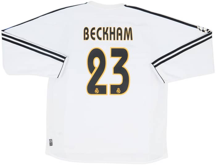 2003-04 Real Madrid Home L/S Shirt Beckham #23 - 7/10 - (L)