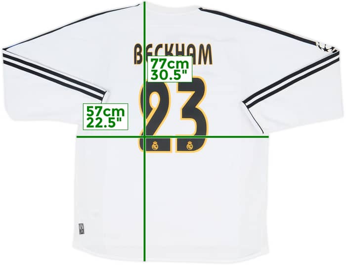 2003-04 Real Madrid Home L/S Shirt Beckham #23 - 7/10 - (L)